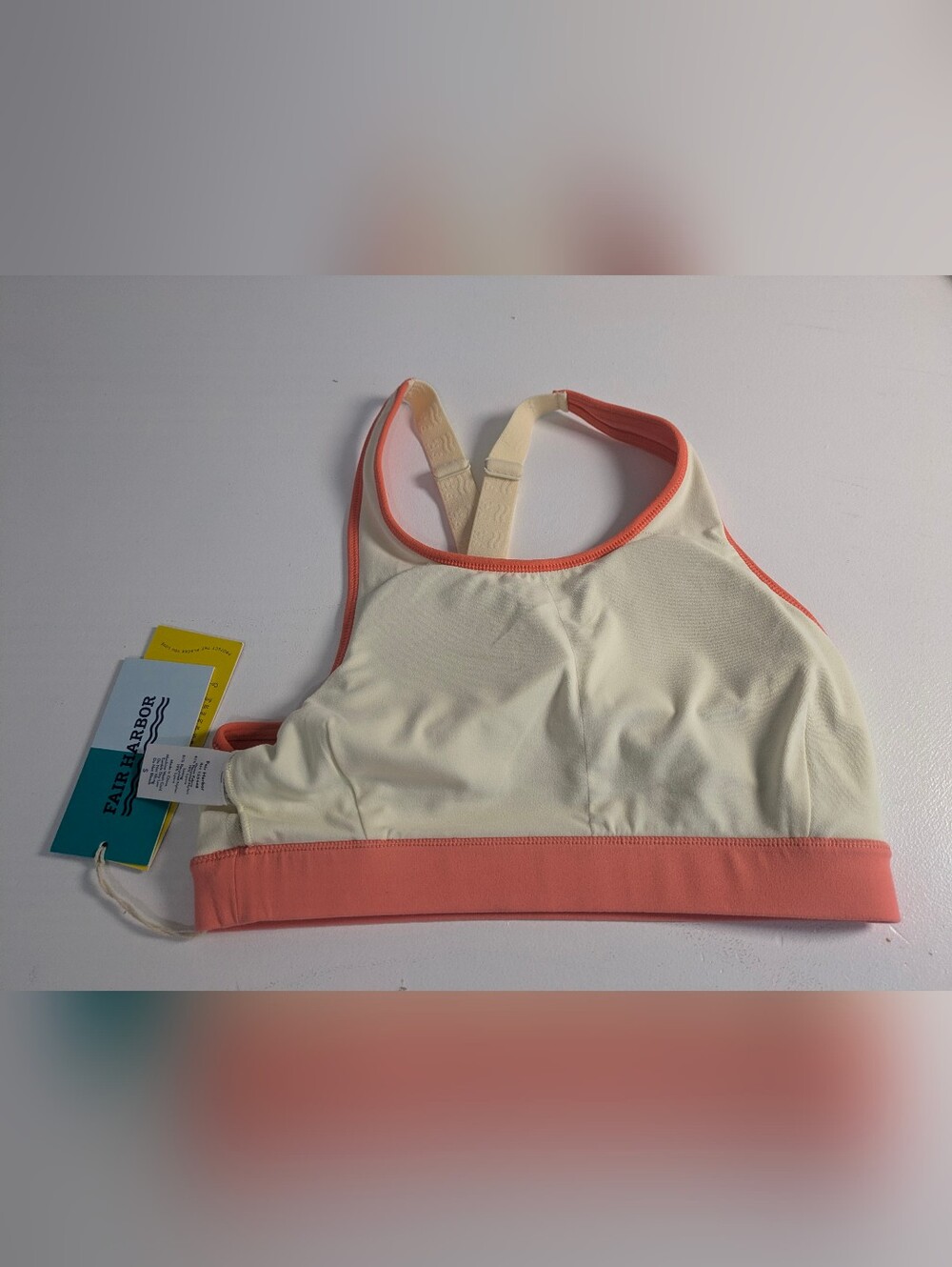 NWT Fair Harbor Corliss Sports Bra Coral Wireless Sz S Coral Race Back Gym Sport - Picture 9 of 12